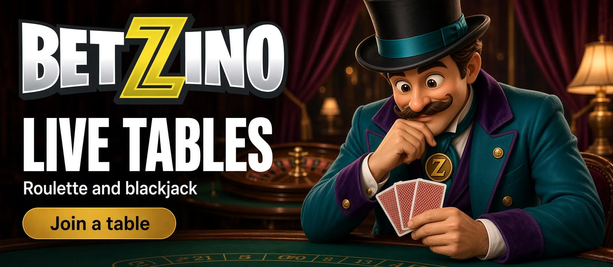 Betzino live tables banner: roulette and blackjack